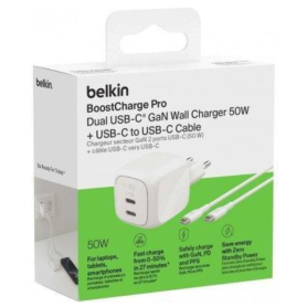 Adaptateur Secteur 2 Ports / Câble USB-C / USB-C 50W 1m BELKIN – WCH019KQ1MWH-B6