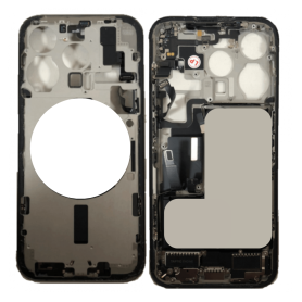 Châssis iPhone 15 Pro Noir avec Connecteur de Charge sans Vitre Arrière sans Batterie (Original Demonté) Grade AB