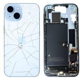 Chassis iPhone 15 Bleu Sans Connecteur de Charge avec Batterie(Origine Demonté) – Cassé