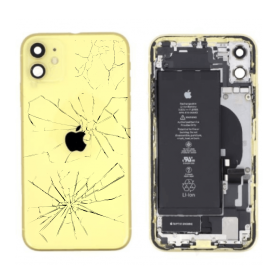 Châssis Complet iPhone 11 Jaune – Connecteur de Charge + Batterie (Original Demonté) – Cassé