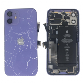 Châssis Complet iPhone 12 Mini Violet – Connecteur de Charge + Batterie (Original Demonté) – Cassé