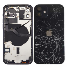 Châssis Complet iPhone 12 Noir – Sans Connecteur de Charge (Original Demonté) – Cassé