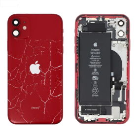 Châssis Complet iPhone 12 Rouge – Connecteur de Charge + Batterie (Original Demonté) – Cassé