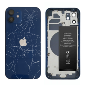 Châssis Complet iPhone 12 Bleu – Sans Connecteur de Charge avec Batterie (Original Demonté) – Cassé