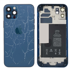Châssis Complet iPhone 12 Pro Max Bleu – Sans Connecteur de Charge + Batterie (Original Demonté) – Cassé