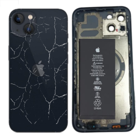 Châssis Complet iPhone 13 Noir – Sans Connecteur de Charge + Batterie (Original Demonté) – Cassé