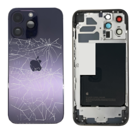 Châssis Complet iPhone 14 Pro Violet intense – Sans Connecteur de Charge + Batterie (Original Demonté) Cassé