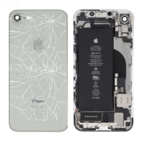 Châssis Complet iPhone 8 Blanc – Connecteur de Charge + Batterie (Origine Demonté) – Cassé