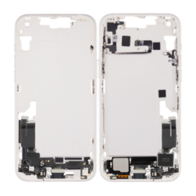 Châssis iPhone 14 Blanc – Connecteur de Charge Sans Batterie sans Vitre Arrière (Original Demonté) – Grade AB