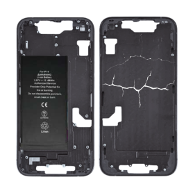 Châssis iPhone 14 Noir – sans Connecteur de Charge avec Batterie sans Vitre Arrière (Origine Demonté) – Cassé