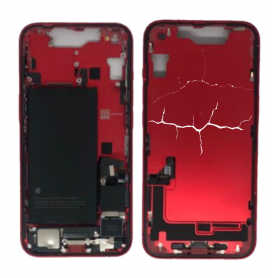Châssis iPhone 14 Rouge – Connecteur de Charge sans Vitre Arrière avec Batterie(Origine Demonté) – Cassé