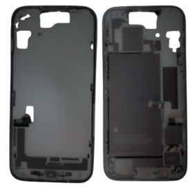 Chassis iPhone 15 Noir sans Vitre Arrière avec Connecteur de Charge avec Batterie (Origine Demonté) – Grade AB