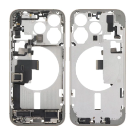 Châssis iPhone 15 Pro sans Vitre Arrière sans Batterie Titane Naturel (Original Demonté) Grade AB