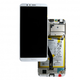 Ecran Huawei Honor 7A Blanc Sur Châssis + Batterie (Service Pack) – 02351WER