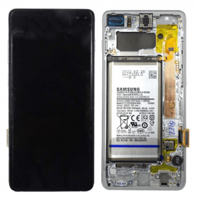 Ecran Samsung Galaxy S10 Plus (G975) Blanc Prisme + Châssis + Batterie (Service Pack) – GH82-18840B
