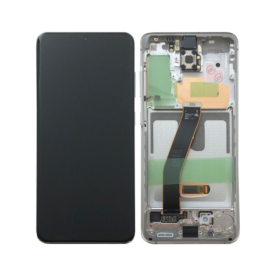 Ecran Samsung Galaxy S20 4G/5G (G980/G981) Blanc + Châssis (Service Pack) – GH82-22131B-22123B