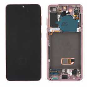 Ecran Samsung Galaxy S21 5G (G991) Fantôme Rose + Châssis (Original Reconditionné)