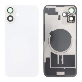 Vitre Arrière iPhone 16 Plus Blanc Avec MagSafe (Grand trou) Sans Logo