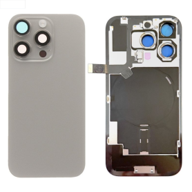 Vitre Arrière iPhone 16 Pro Titane Naturel Avec MagSafe (Grand trou) Sans Logo